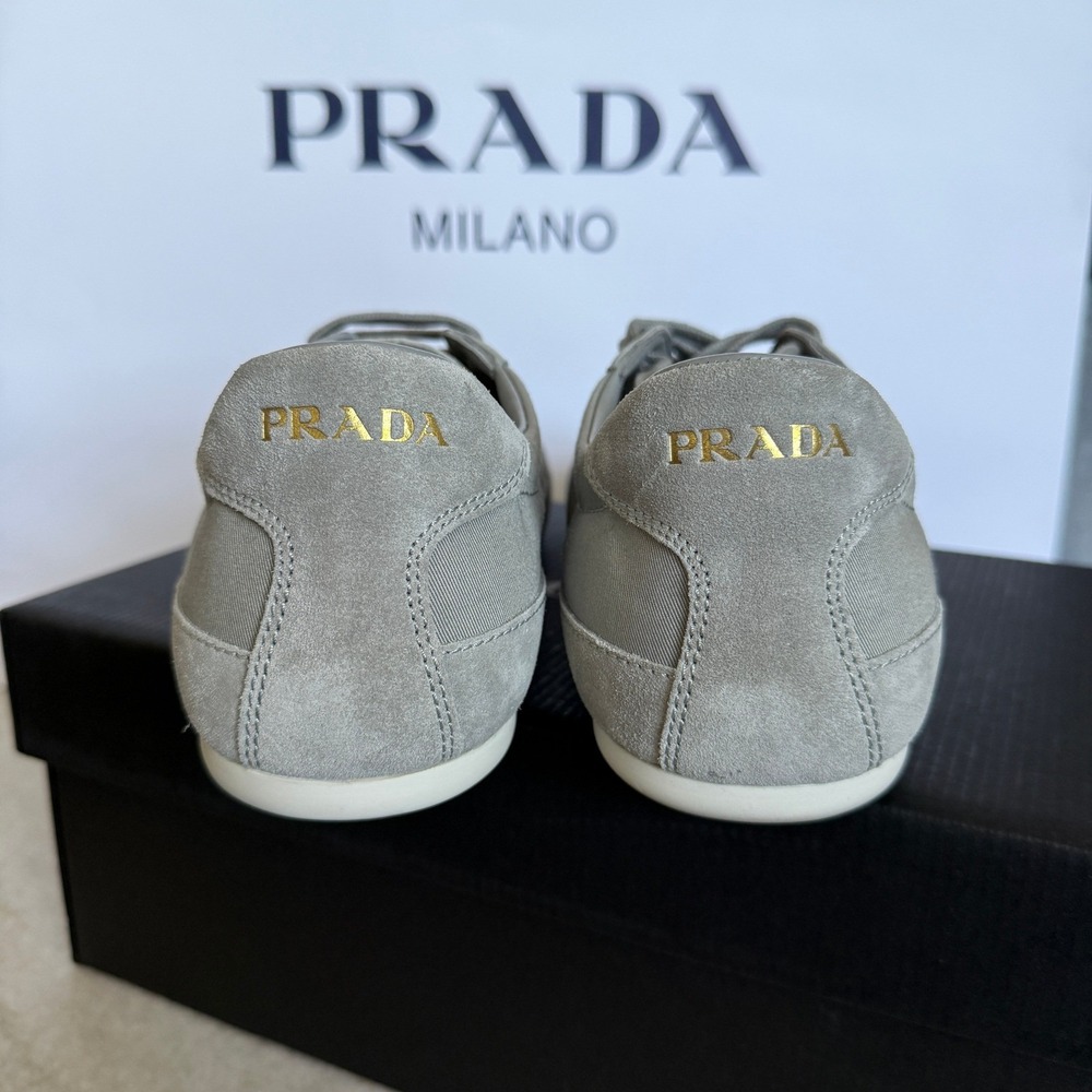 Prada Milano 2EG442 Men Grey Suede and Fabric Low Top Sneakers Trainers Sz UK 11 - Picture 6 of 16